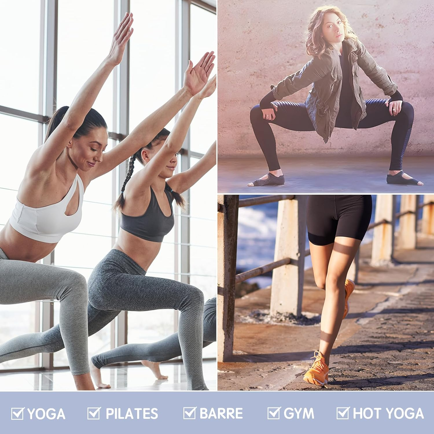 ZCOINS 6 Pairs Toeless Yoga Pilates Grips Socks for Women, Non Slip Sticky Pilates Socks with Grips, Yoga Accessories for Women for Barre Ballet Workout Barefoot Dance Gym image number 4