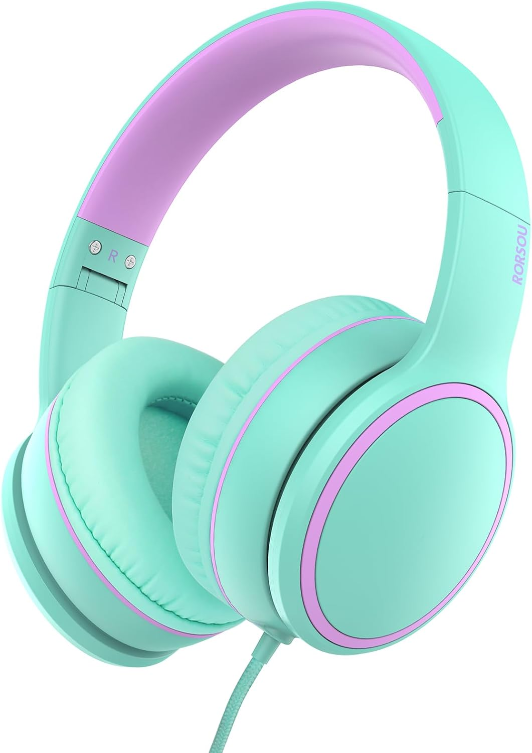 RORSOU R10 On-Ear Headphones with Microphone, Lightweight Folding Stereo Bass Headphones with 1.5M Tangle Free Cord, Portable Wired Headphones for Smartphone Tablet Computer MP3 / 4 (Black)