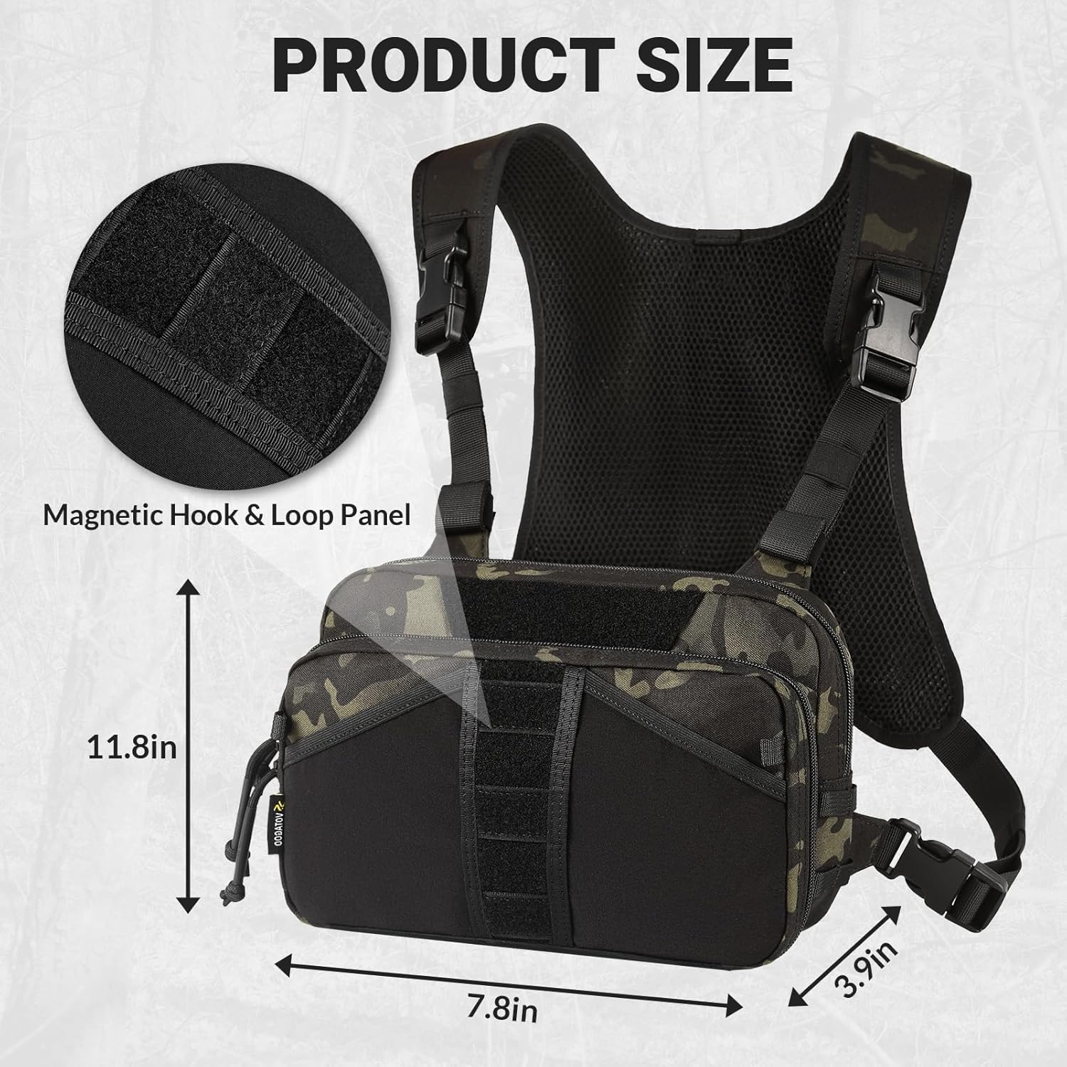 VOTAGOO Fishing Chest Pack, Fly Fishing Bag for Men and Women, Tackle and Fly Boxes Storage Pack, Hunting Binocular Pack (Dark Black) - Dark Black image number 2