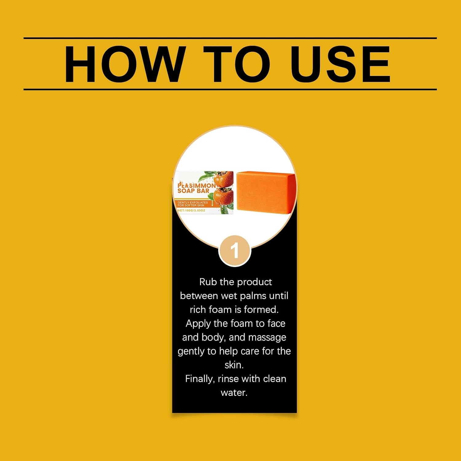 Persimmon Soap Bar, Body & Face Soap for Deep Cleansing,Gentle Exfoliating & Moisturizing, Long Lasting Fresh Scent, Post-Clean Comfort for Daily Use，Deodorizing for Old People Smell (1PCS) - 4Pcs image number 5