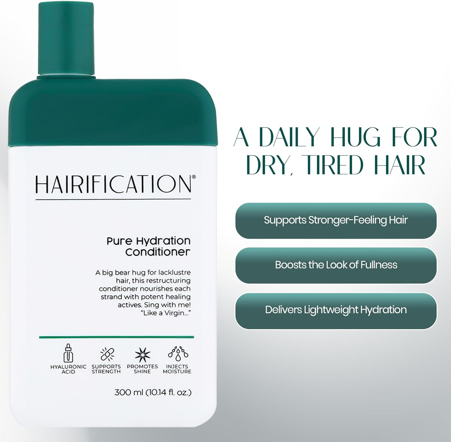 Hairification Pure Hydration Daily Conditioner for Dry or Fine Hair with Hyaluronic Acid, Niacinamide and Pro-Vitamin B5, 300Ml image number 4