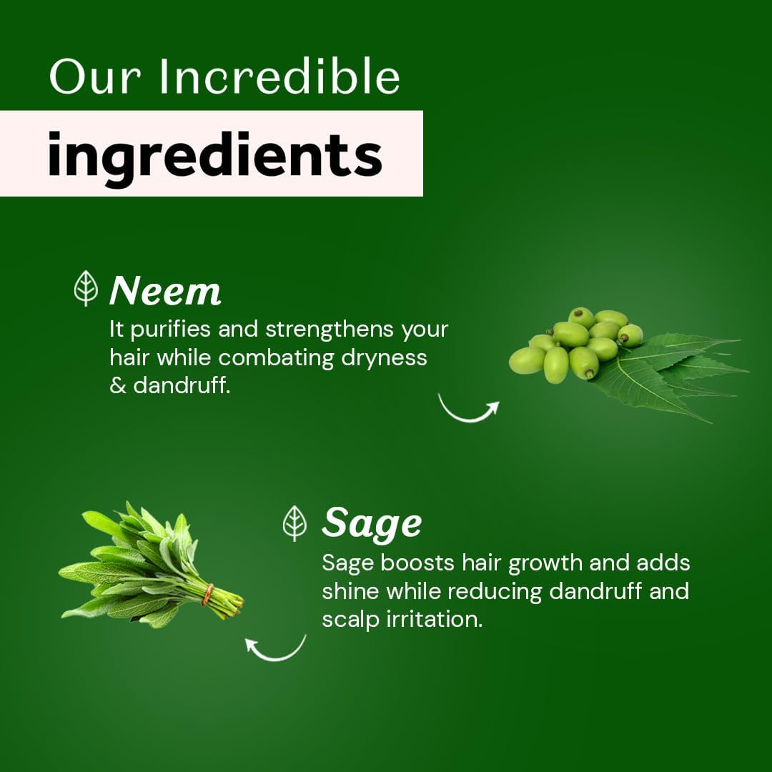 Atulya Neem & Sage Hair Mask - Sulphate & Paraben Free (100% Natural) | Natural Hair Mask, Herbal Hair Mask | Hair Conditioner for Dry Frizzy Hair, Hair Fall Control, Hair Nourish image number 6