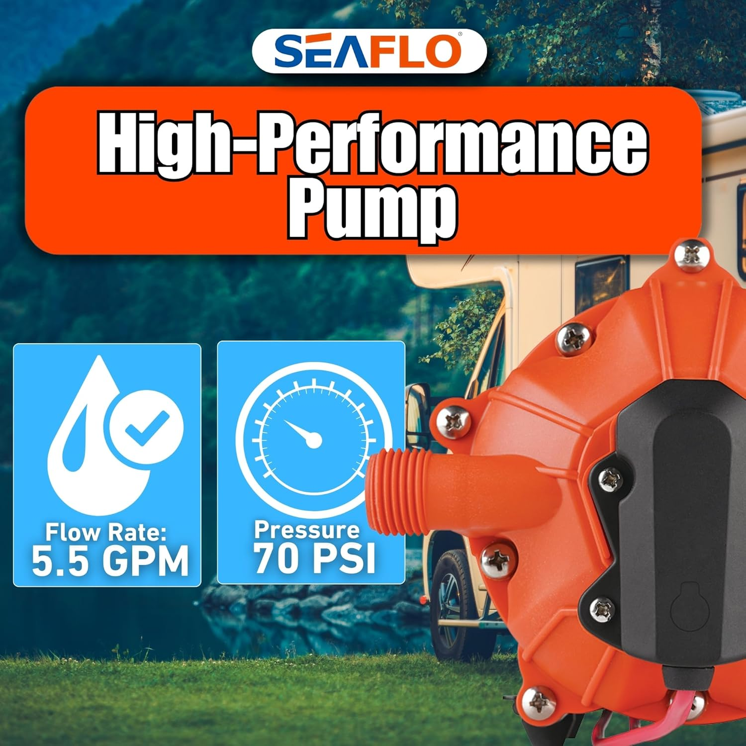 SEAFLO 55-Series Washdown Pump Kit - 12V DC, 5.2 GPM, 60 PSI image number 1