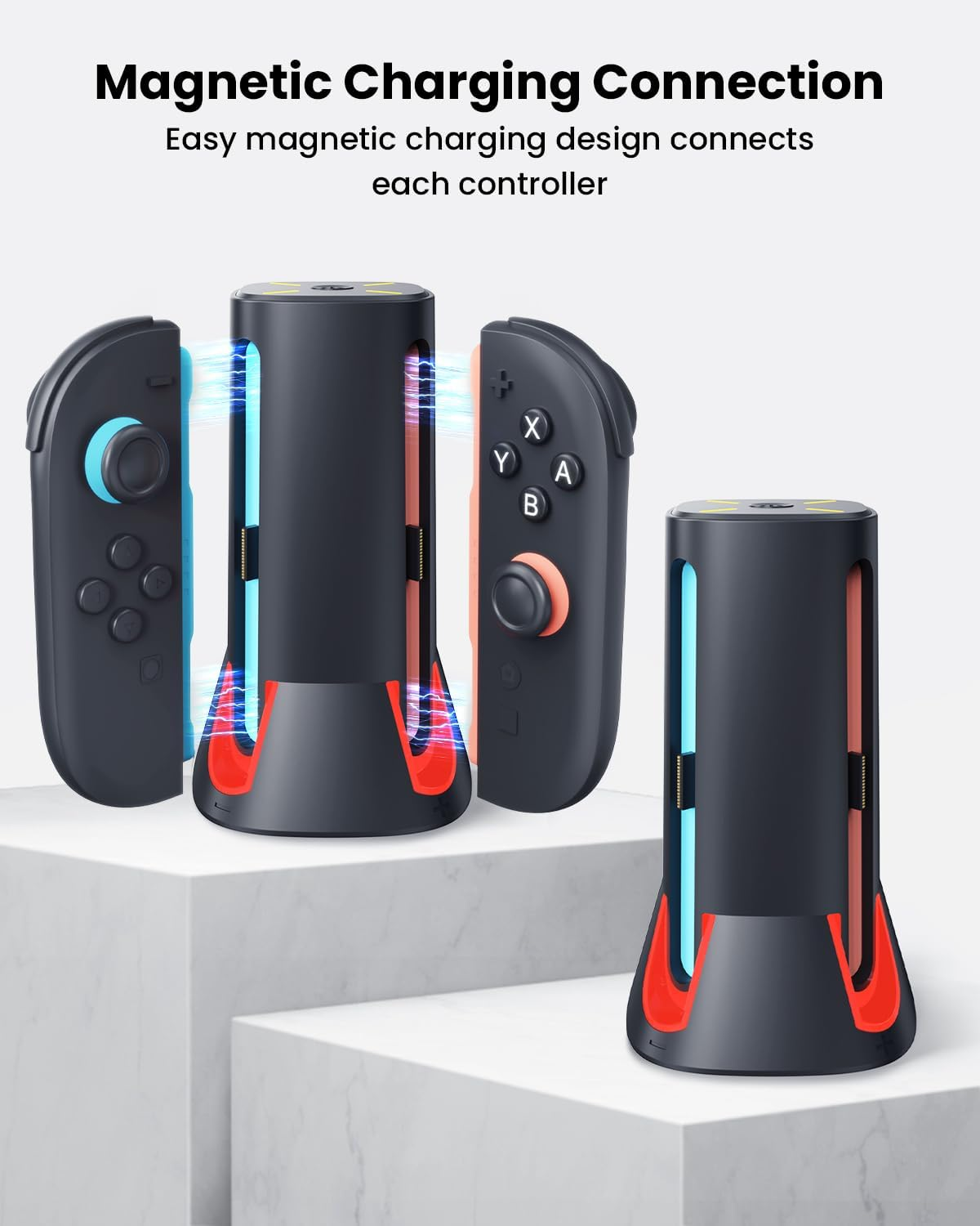 GEEKERA Charging Dock for Nintendo Switch 2 Joy Con, [4-In-1 Simultaneous Charging] [RGB Lights] Magnetic Controller Charger Station with Overcharge/Heat Protection, Include 3.3FT USB-C Cable image number 6