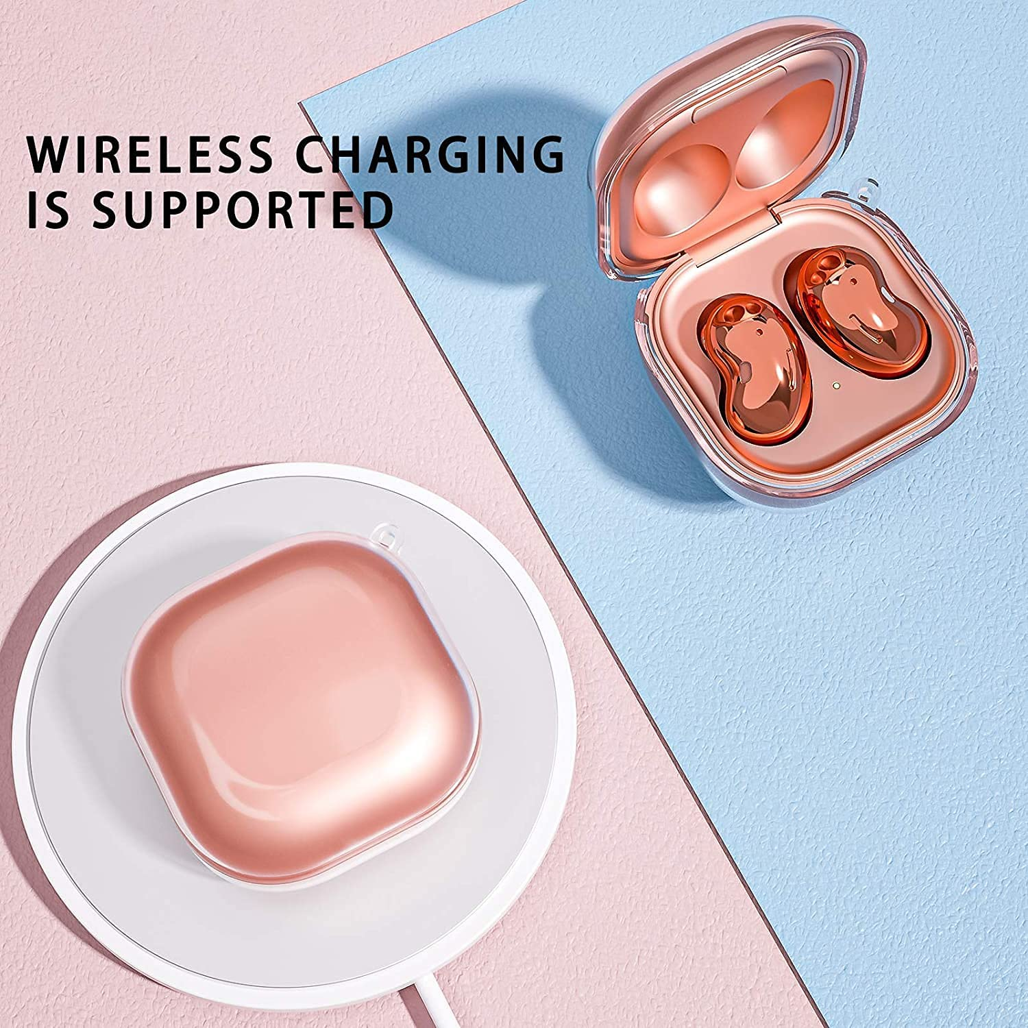 T Tersely Transparent Clear Case with Keychain for Samsung Galaxy Buds FE/2 Pro/2/Pro/Live, Shock Proof Protective Resistant Cover Holder image number 1