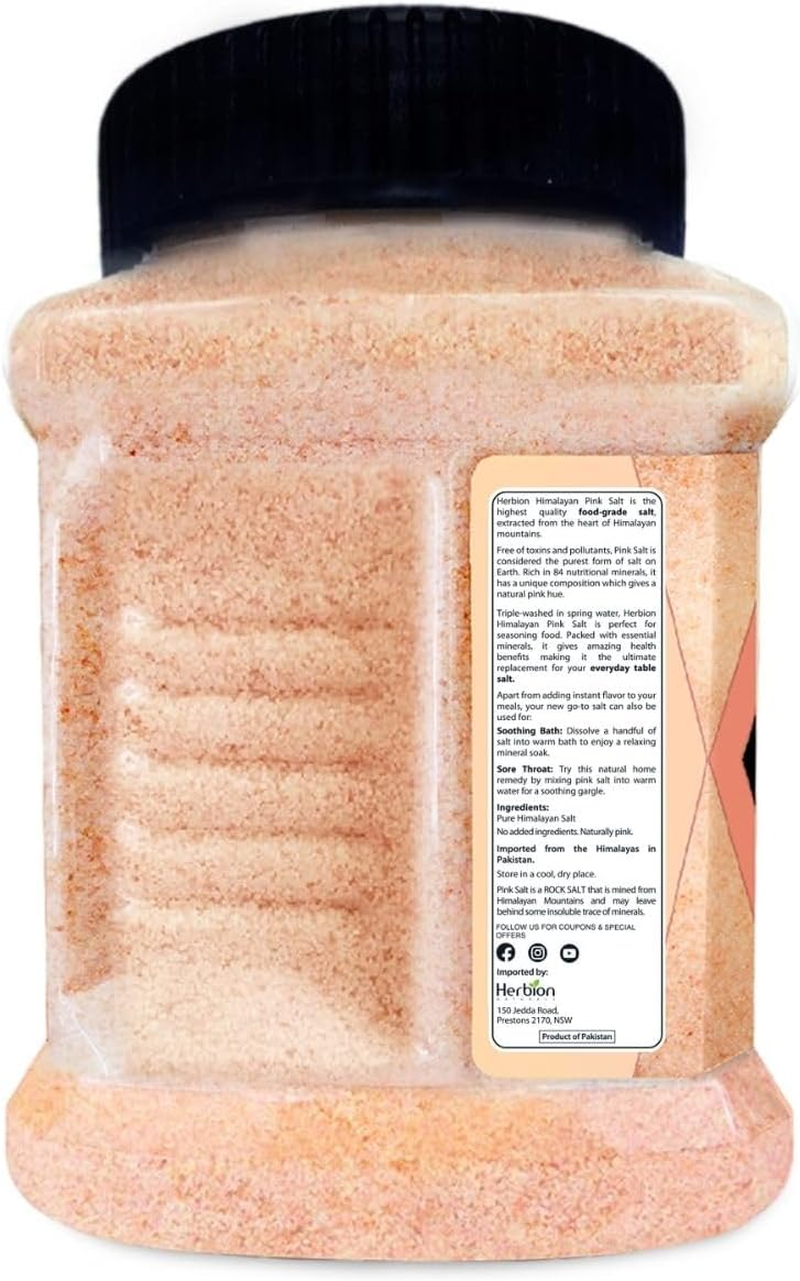 Herbion Naturals Himalayan Pink Salt Jar - Fine Grain, 1.25 Kg | GMO Free, Vegan, Kosher Certified | Triple-Washed, Chemical Free image number 5