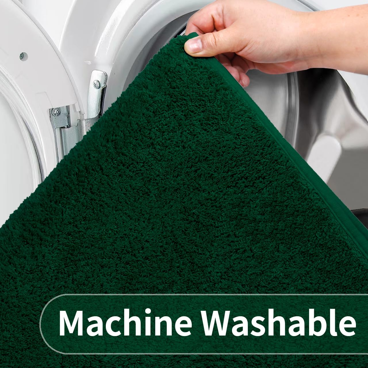 Rururug Bath Mat Sets 2 Piece Washable Microfiber Bathroom Mats New Point Plastic Non-Slip Bottom Bath Rug and Toilet Mat Set (Green, 50X80Cm+50X40Cm) image number 6