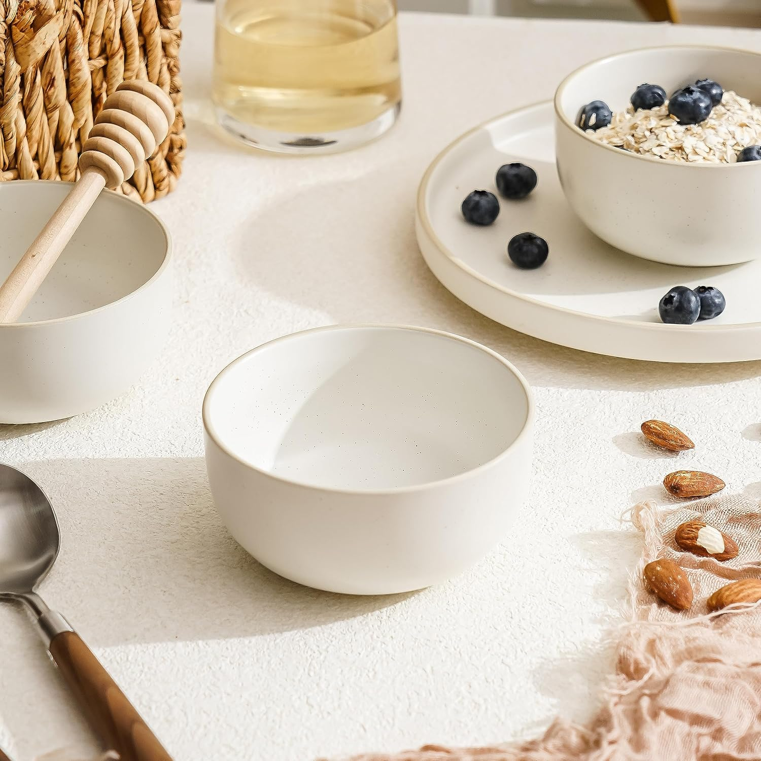 S&Q'S Ceramics Ceramic Small Bowls for Kitchen, Set of 6, 10 Ounces Small Ceramic Bowls for Condiments, Dipping, Side Dishes (Glazed Matte Off-White), (TSW) image number 6