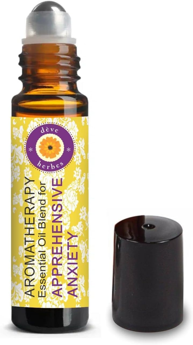 Deve Herbes APPREHENSIVE ANXIETY RELIEF - Aromatherapy Essential Oil Blend of Bergamot, Lavender, Neroli, Rose, Melissa, Geranium, Cedarwood, Patchouli & Orange Essential Oils 10Ml (0.33Oz)