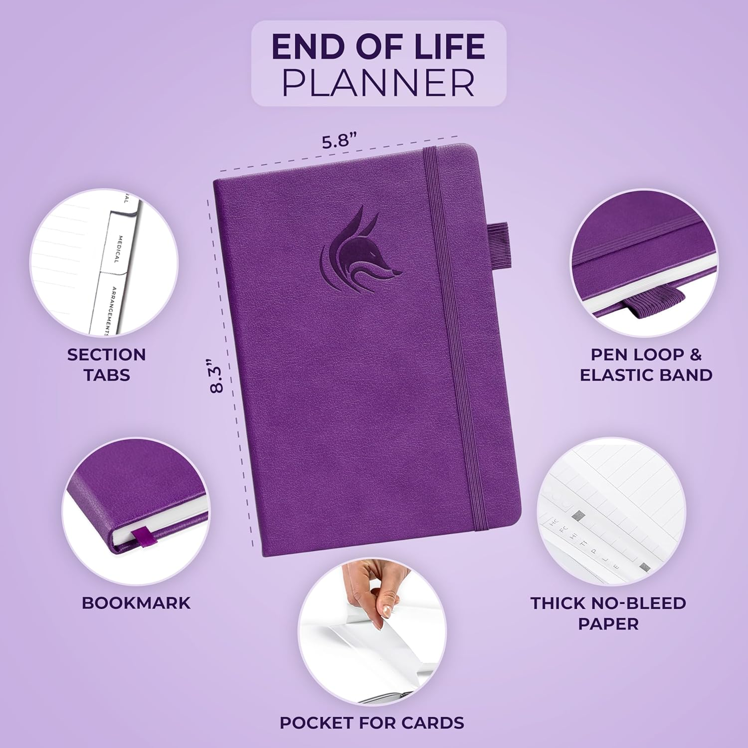 Clever Fox End of Life Planner &ndash; Guided Final Arrangements Organizer Notebook for Instructions, Beneficiary Info, Will Preparation, Last Wishes & Funeral Planning &ndash; Hardcover, A5 Size (Purple)
