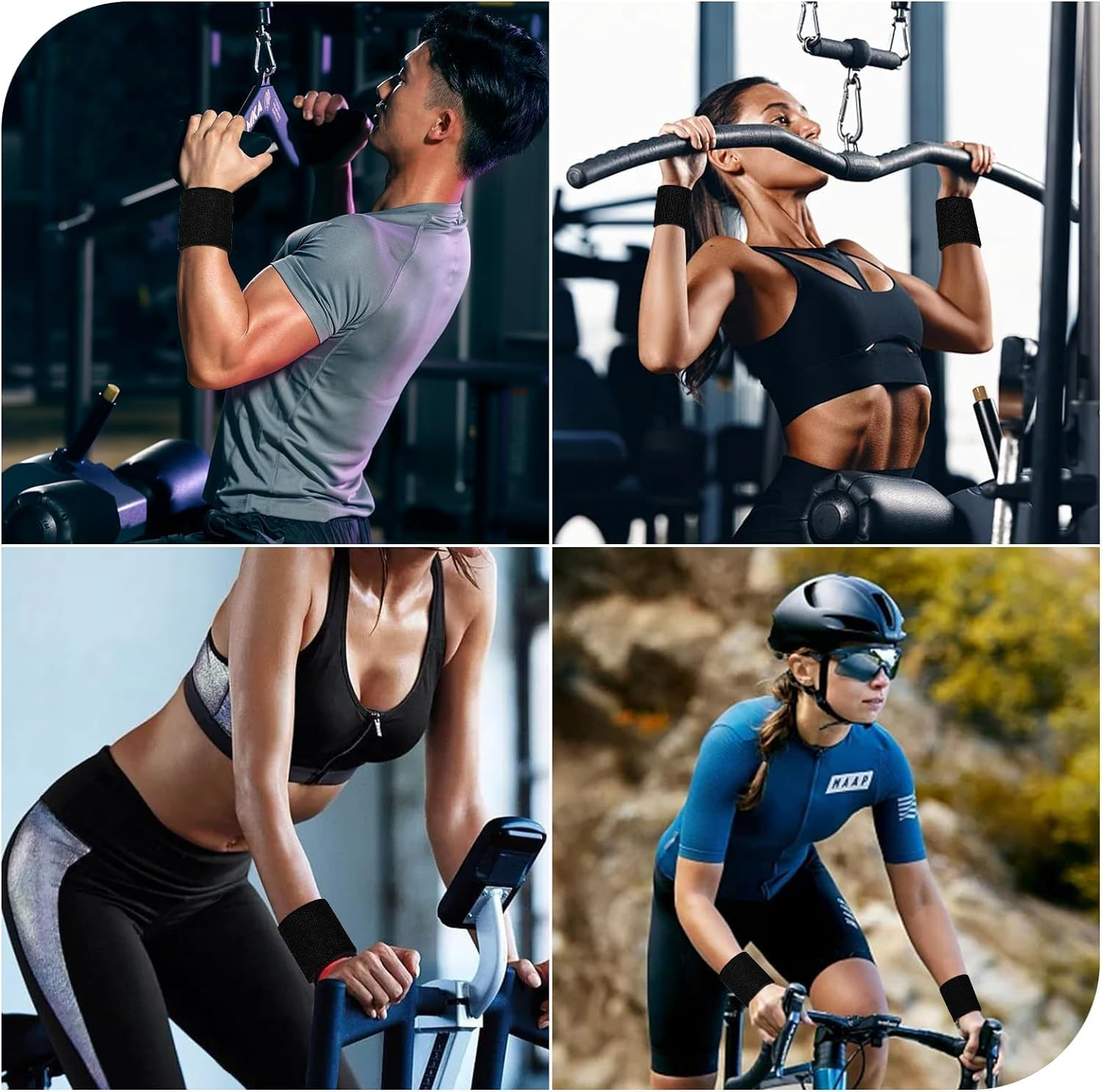 6Pairs Sports Wristbands Cotton Sweatband Wristbands Wrist Sweatband Wrist Sweat Band Elastic Wrist Sweatband - Grey image number 2