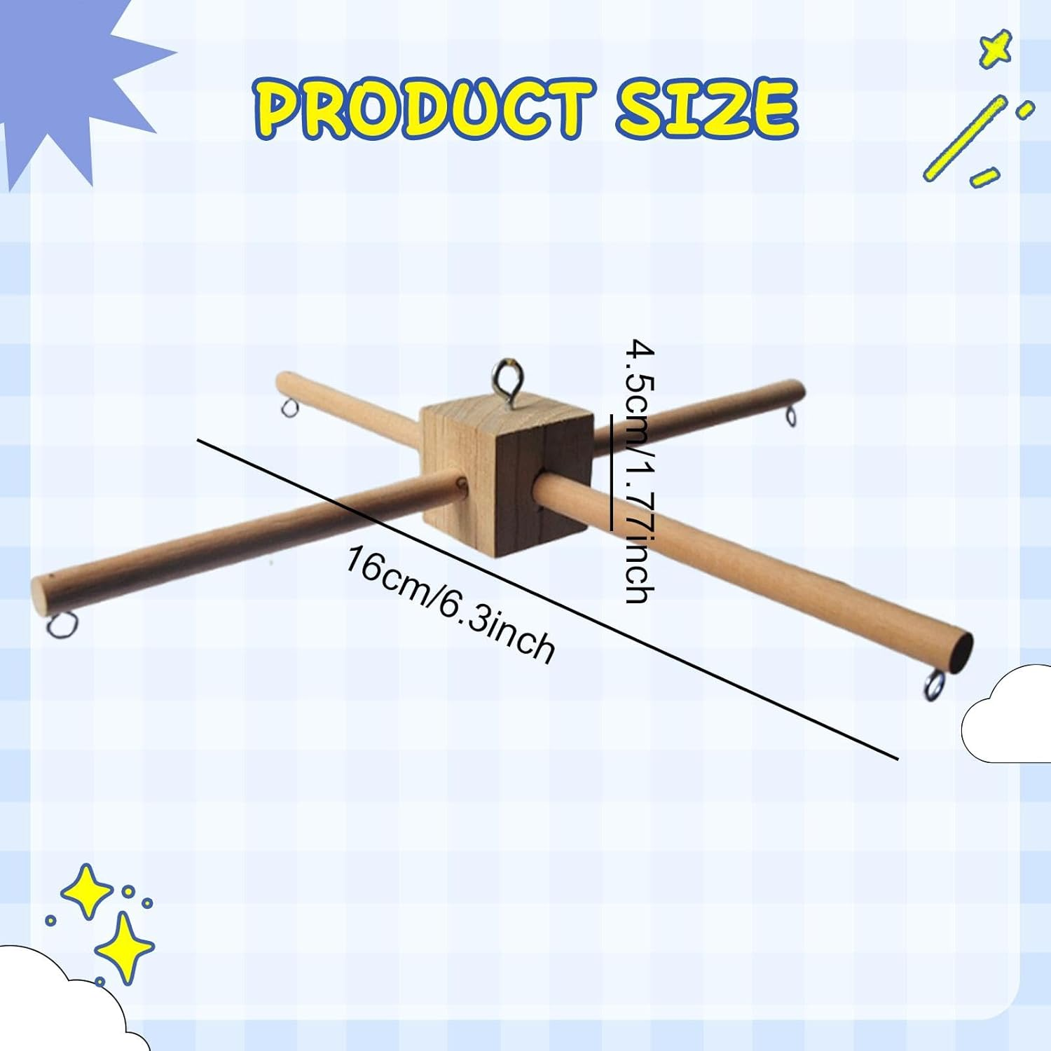 Wooden Mobile Frame Kit,Bed Toy,Diy,Photography Prop Newborn Gift Newborn Crib Hanger Mobile Hanging Frame for Music Box Bell image number 4