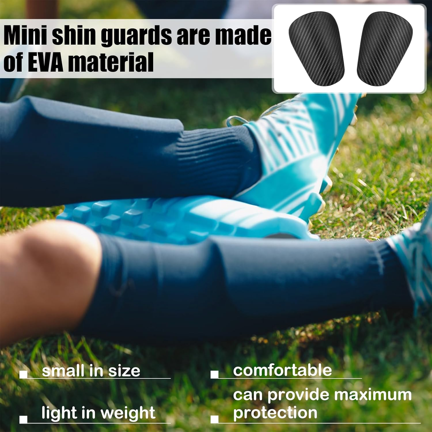 2Pcs Mini Shin Guards with Mesh Storage Bag, 3.15X1.97 Inch Miniature Football Shin Pads Small Soccer Shin Guards Tiny Shin Pads Protective Equipment Shin Guards for Men Women Boys (Black) image number 6