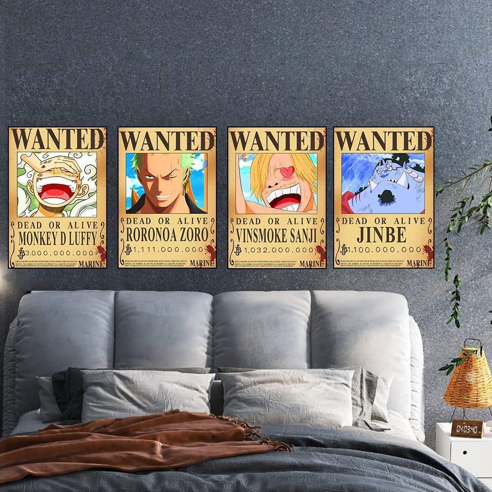 TYZZHOA 25PCS Anime One Piece Wanted Posters 30&times;21Cm, New Bounty Edition, Straw Hat Pirates Crew Nika Luffy 3 Billion, Zoro, Sanji, One Piece Anime Gifts(Retro) - Pack Of 11, Multicoloured image number 5