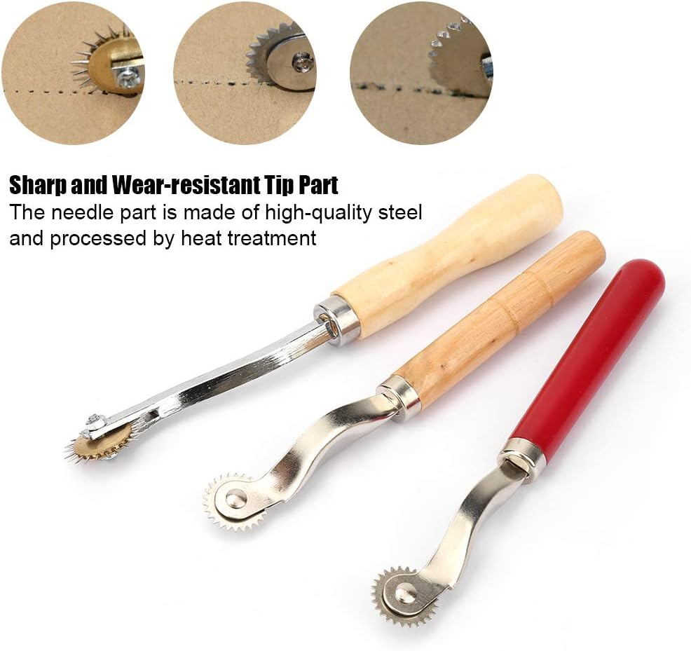3 Pcs Tracing Wheel Sewing Patterns Tool, Needle Point Tracing Overstitch Wheel, Pounce Wheel, Rotary Perforation Cutter, Professional Stitch Marking Spacer, for Leather Paper Cloth Arts DIY Crafts image number 2
