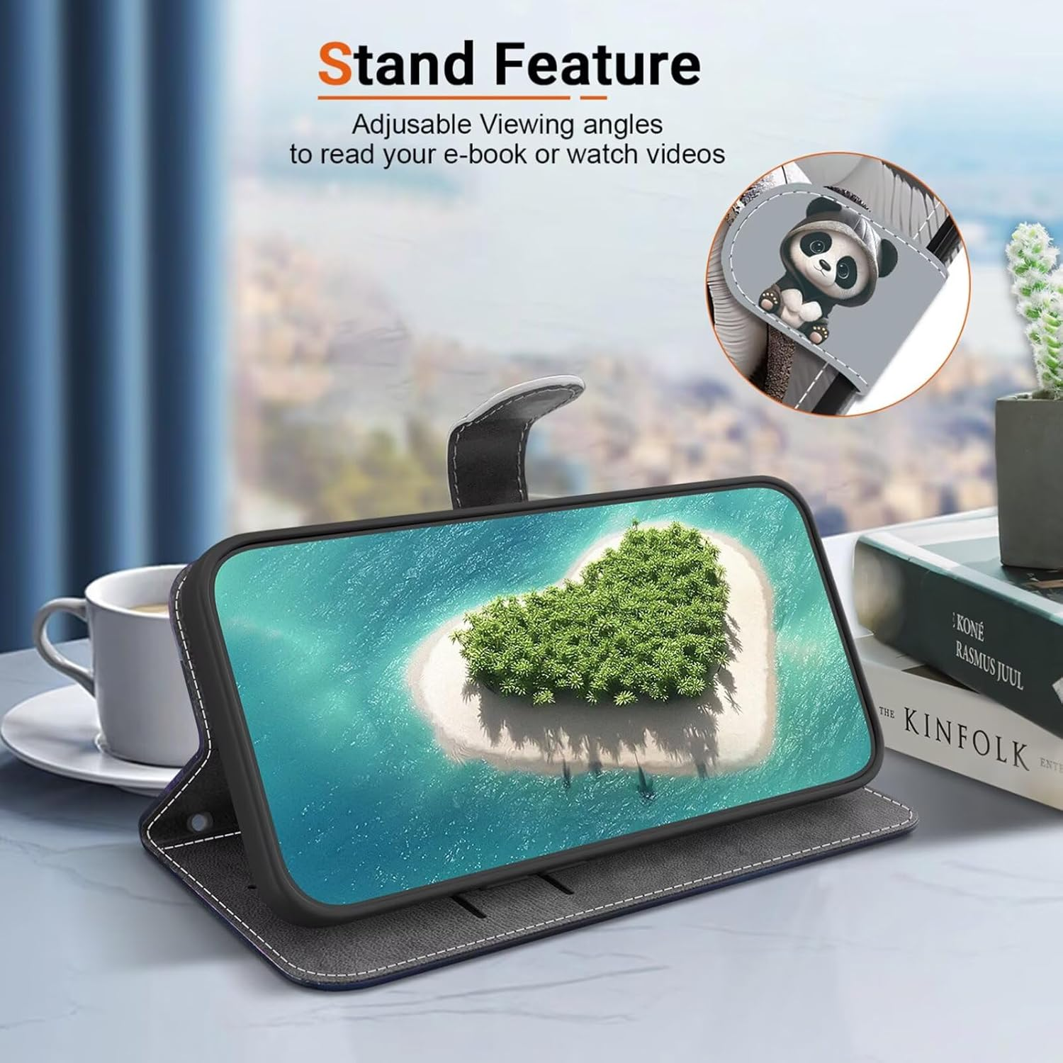 YUEQIAN Case for Samsung Galaxy A16 5G/4G, Cute Panda Wallet Flip Case Credit Card Slots & Stand Function Mobile Phone Case with Lanyard Protective Case (Panda)