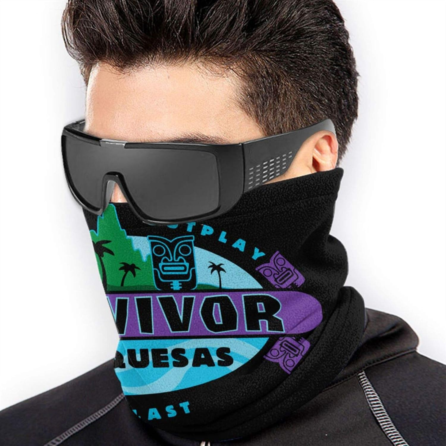 Face Cover Mouth Mask Scarf Bandanas Neck Gaiter Sun Protection for Outdoors Black image number 2