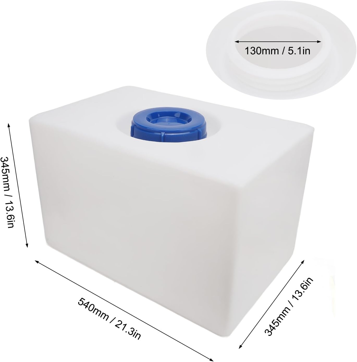 16 Gallons RV Fresh Water Tank for Drinking and Potable Water, for Campers, Trailers, and Rvs, with 130Mm Large Inlet, 21.3 X 13.6 X 13.6In image number 5