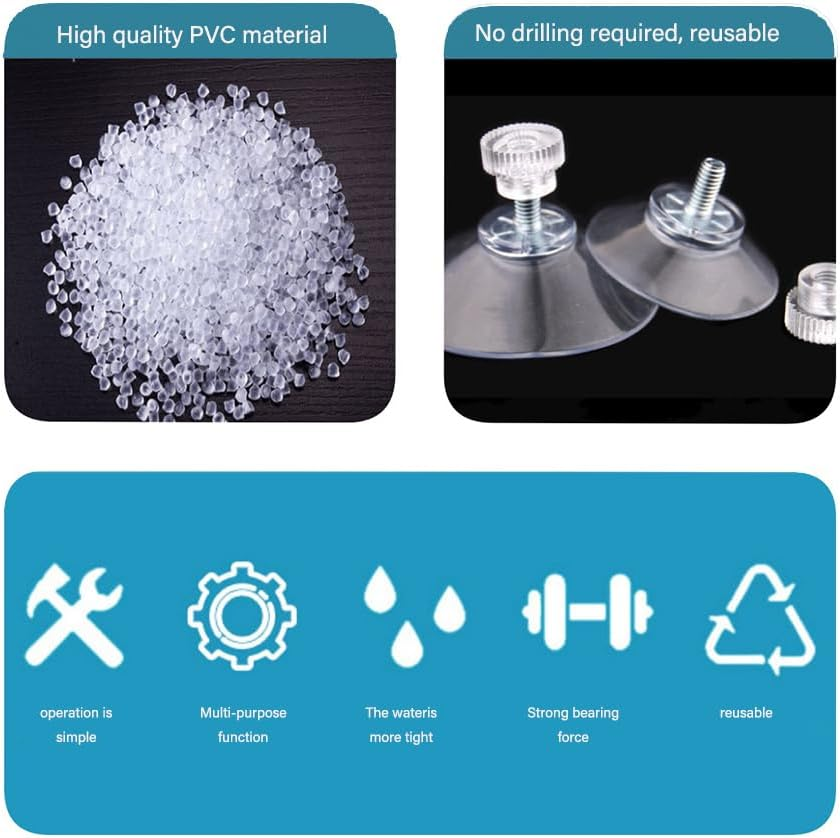 Clear PVC Suction Cups with Screw Hooks, 41Mm, 10 Pieces, for Glass Table Tops image number 6