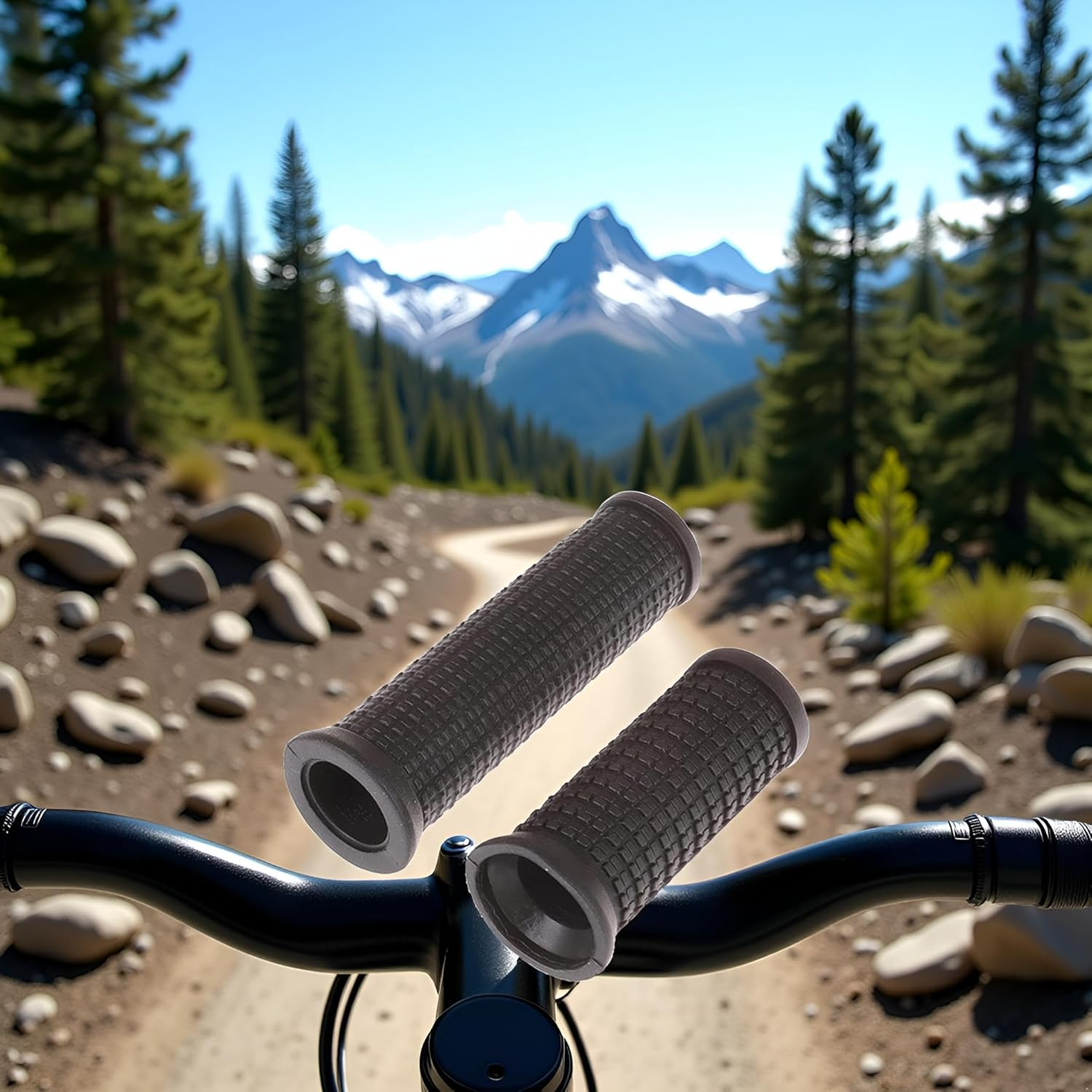 2Pcs Black Bike Long/Short Handlebar Grips for Twising Shifter, Shockproof anti Slip MTB Parts, anti Slip Soft TPR Rubber Handlebars, Headsets and Stems Grips (Long&Short) image number 2