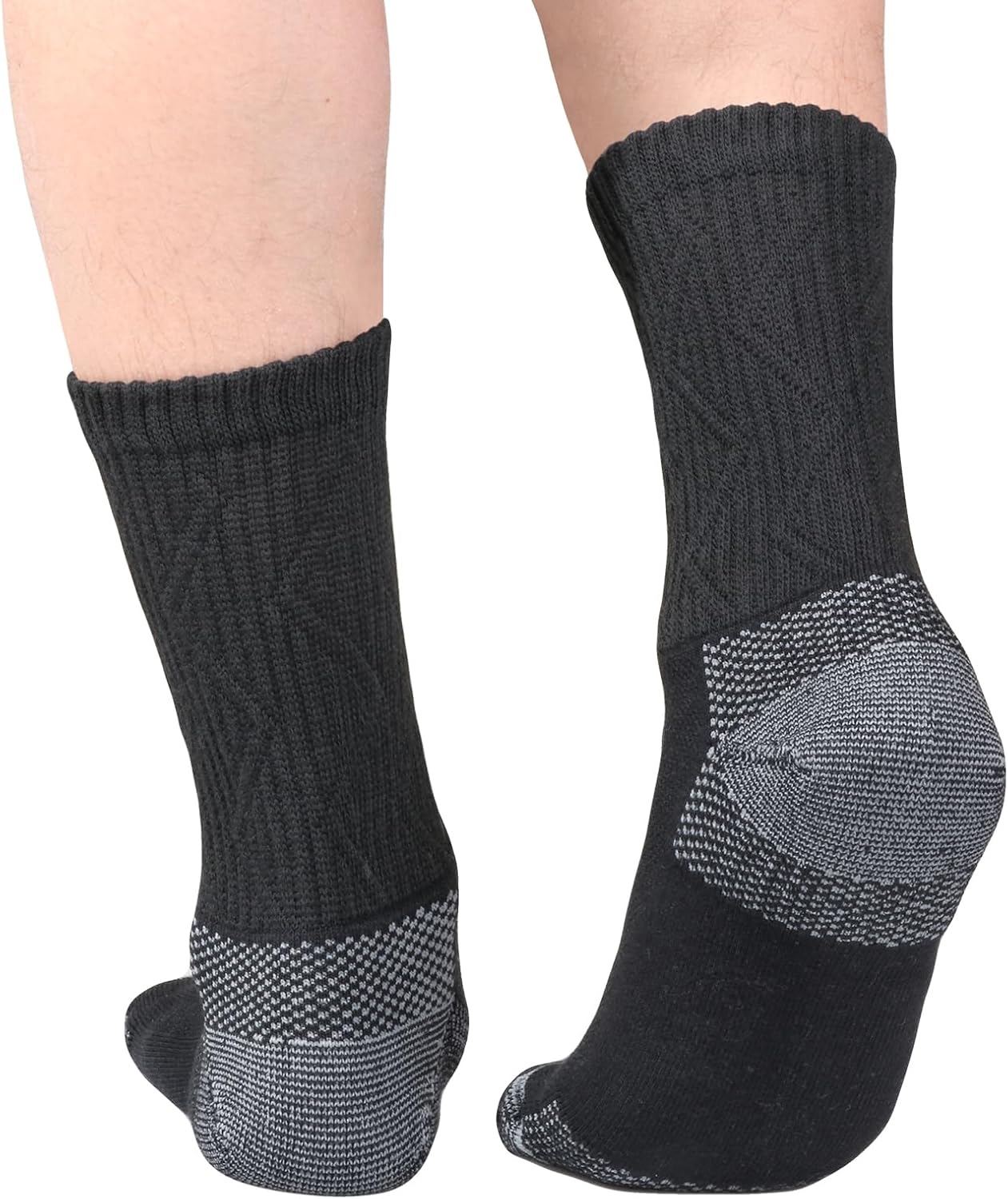 YUEDGE Diabetic Socks for Men Bamboo Comfort Sole Elastic Free Loose Black Non-Binding Socks for Men 9-11, 5 Pairs image number 1