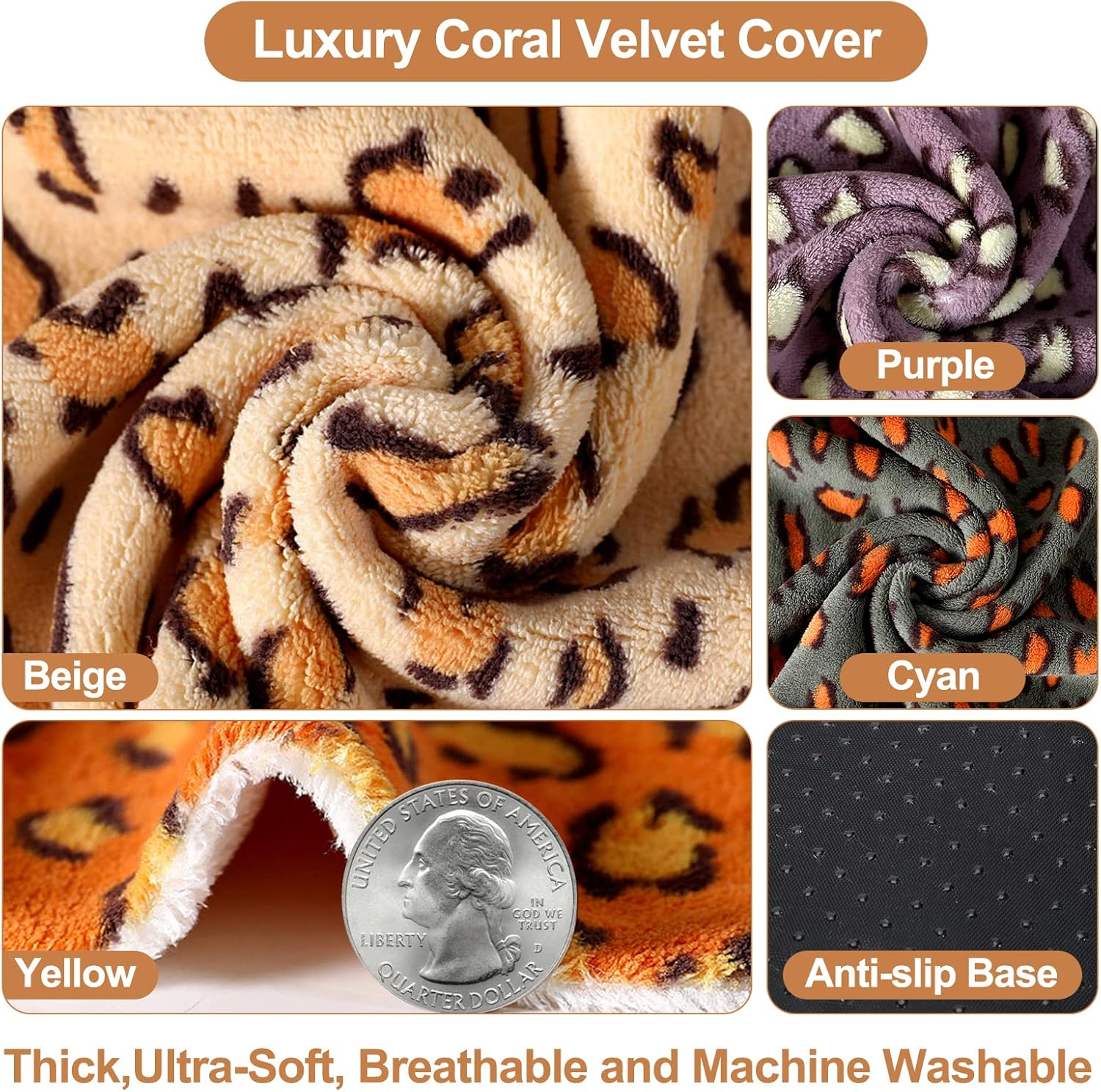 Pet Heating Pad for Dog Cat Temperature Adjustable Dog Cat Bed Warmer Heated Pet Mat House Pad with Timer Waterproof Warming Mat for Puppy Kitten (Beige, 38X47CM) image number 3