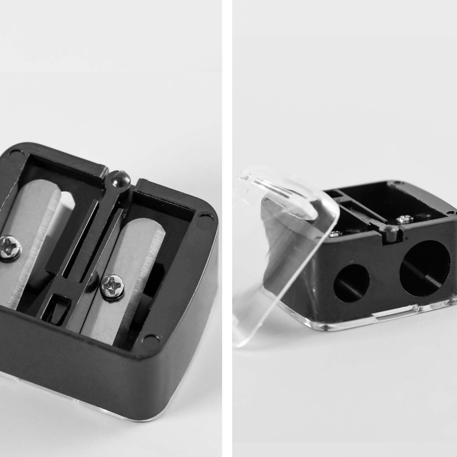 Set of 2 Universal Make-Up Sharpeners, Precision Sharpener for Kajal, Eyeliner, Lipstick & Eyebrow Pencils, with Sharp Blades, Handy for Travel image number 2