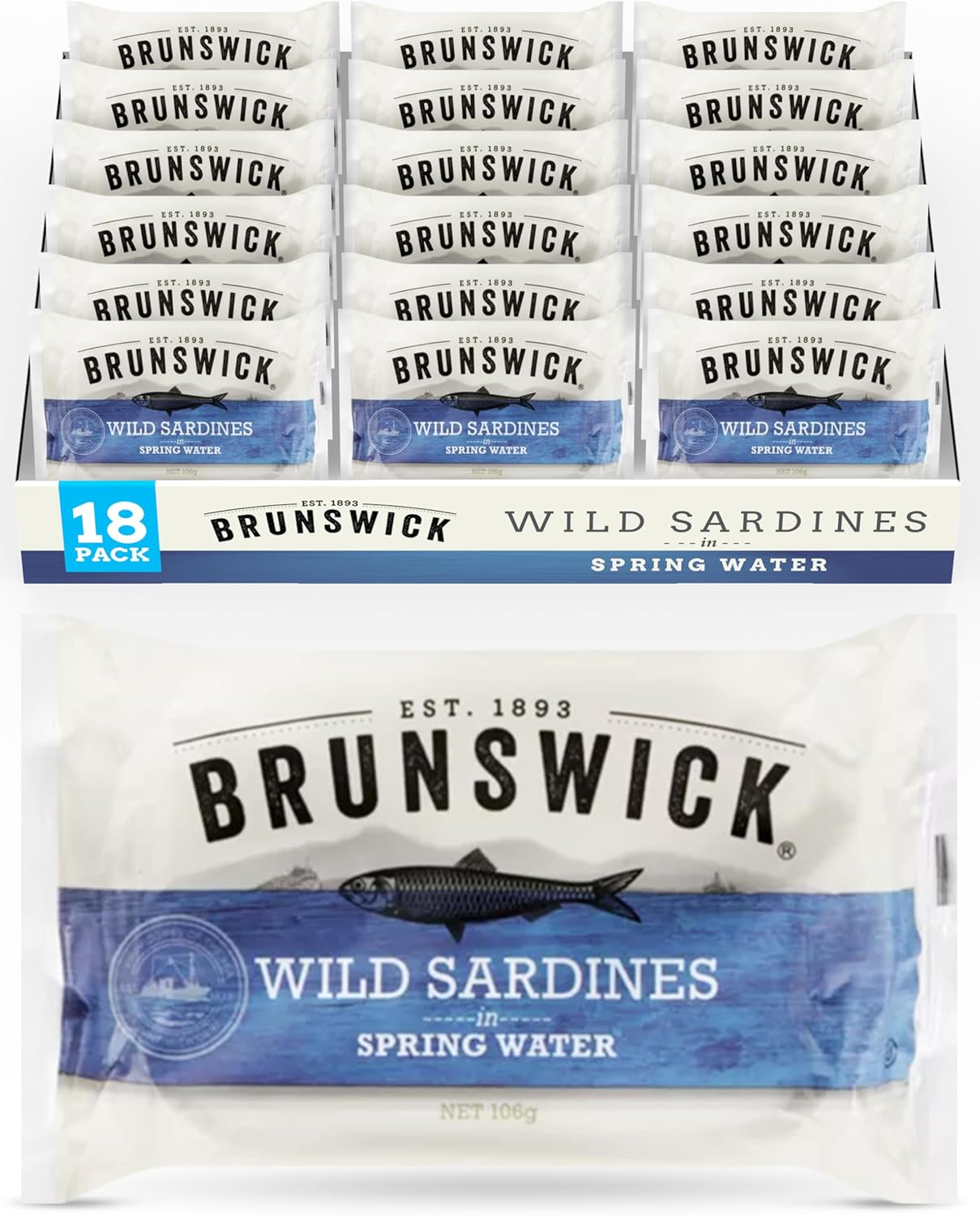 Brunswick Sardines Spring Water 106Gx18