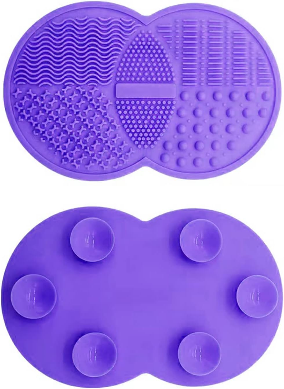 Silicone Makeup Brush & Sponge Cleaner - Cosmetic Brush Cleaning Mat, Powder Puff (Purple & Gray) image number 3