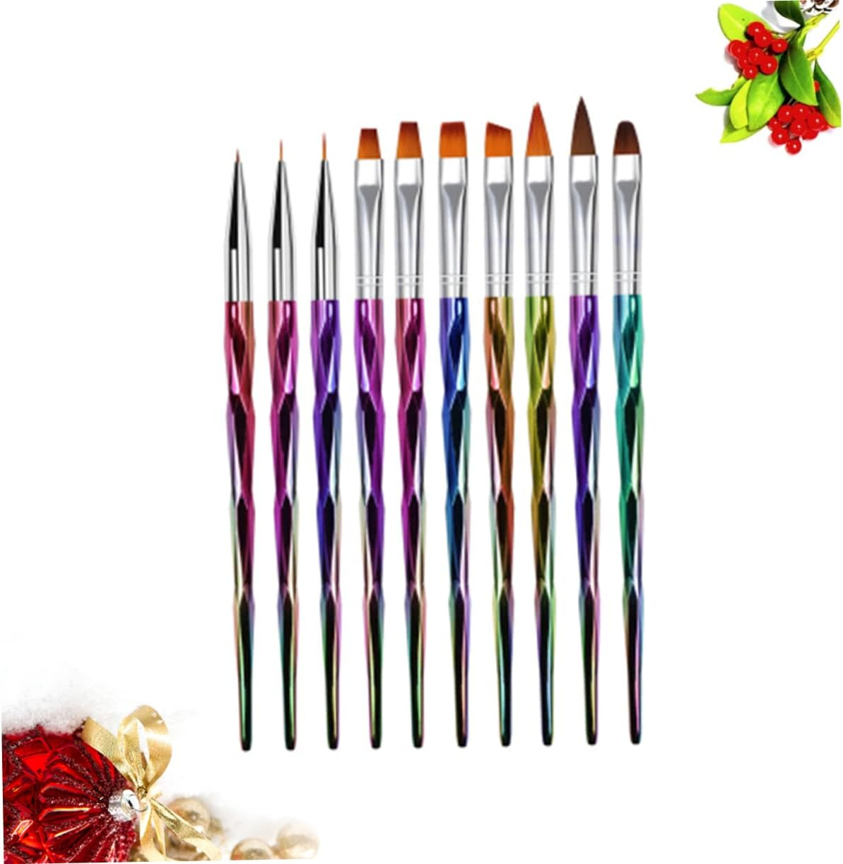 DONFAMDS 10Pcs Unique Nail Art Pen Brush Rhombus Rod Nail Brushes Essential Manicure Tools for Home Use image number 1