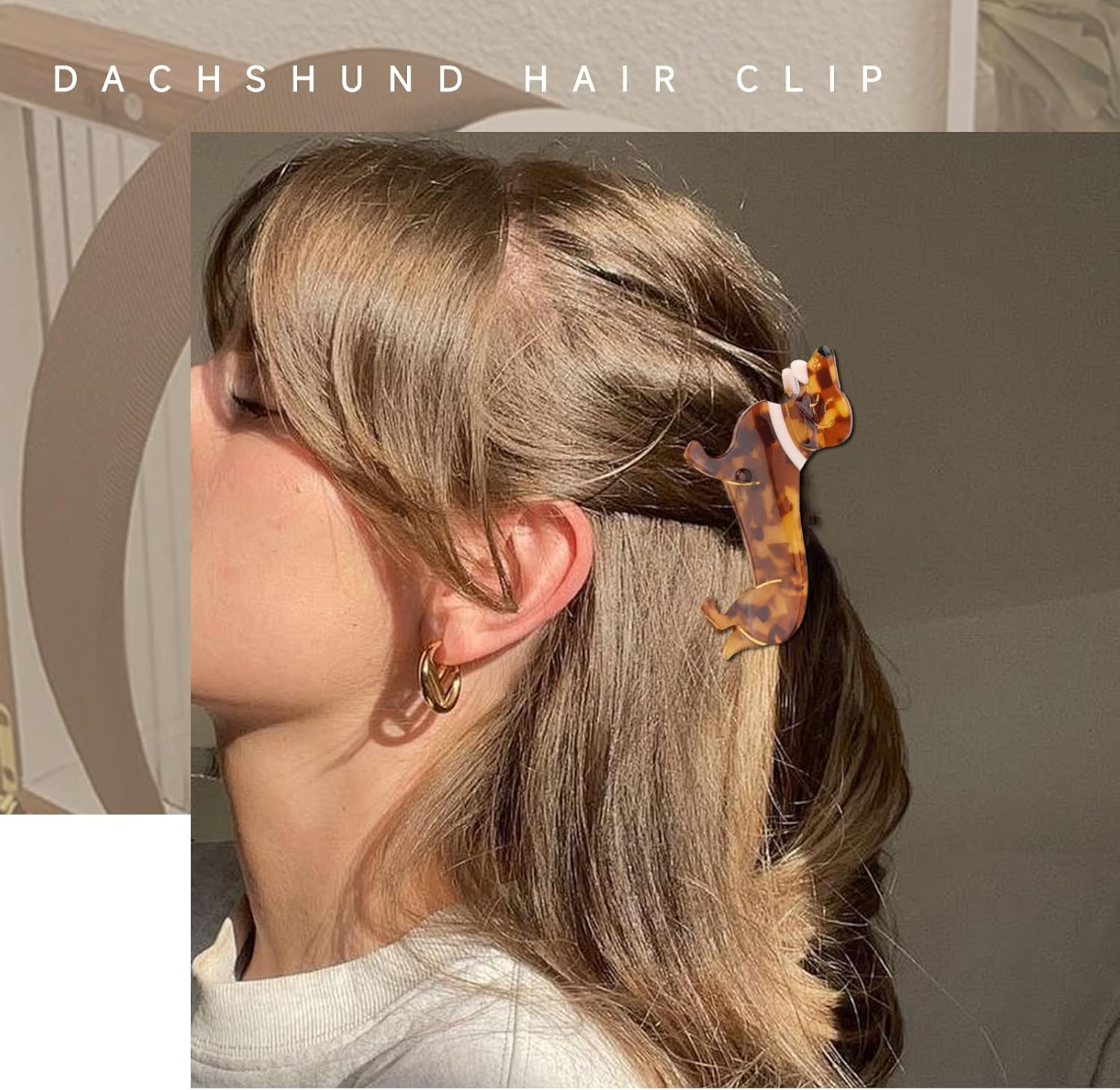 Cosmeria Dachshund Hair Clip for Women and Girls, Funny Volume Clip Made of High-Quality Acetate, Perfect Dog Hair Clip for All Occasions and Dachshund Lovers image number 5