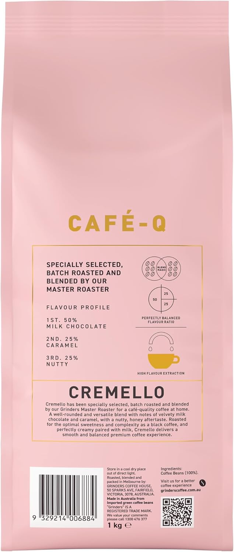Grinders Caf&eacute;-Q Cremello Coffee Beans, 1Kg image number 2