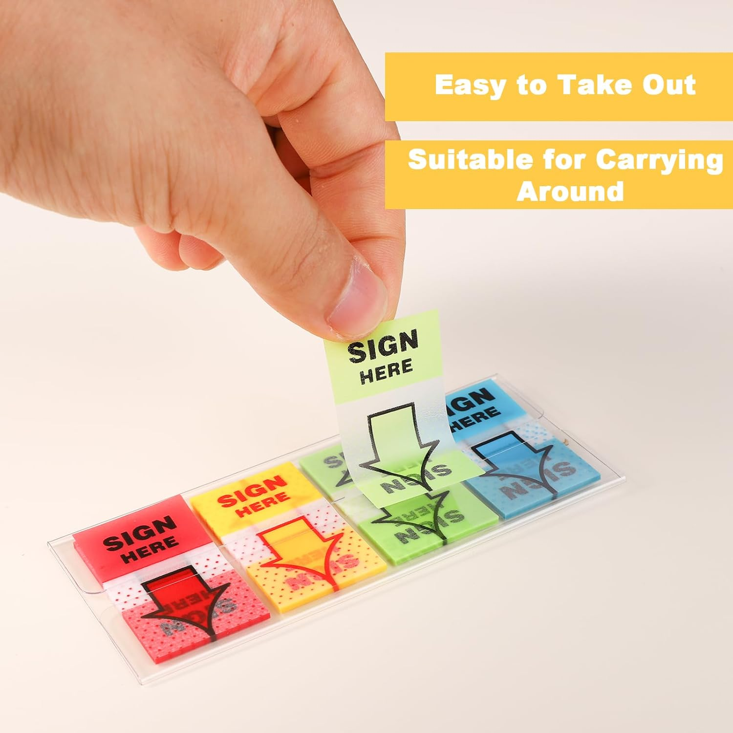 600Pcs/6 Packs Sign Here Tabs, Arrow Labels Stickers Sign Here Flags Sticky Signature Tabs Adhesive Message Post Tags for Documents Notebooks Home Office School Supplies (Red 2) - Red 1 image number 2