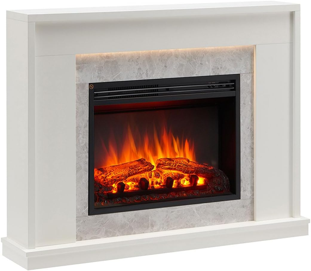 Modaliving Jade 2000W Electric Fireplace Heater White Mantel Suite image number 1