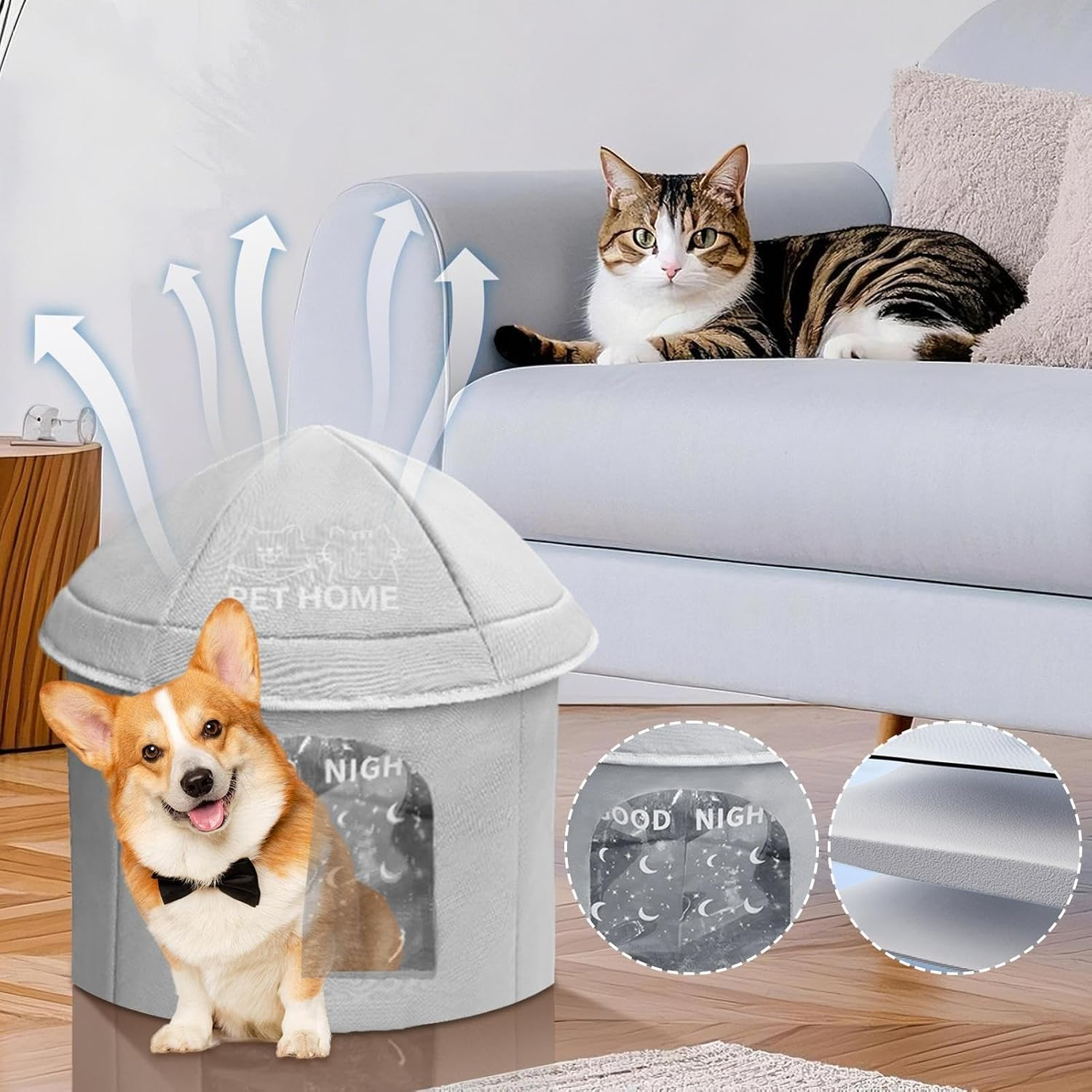 Cooling Cat House - Cooling Outdoor Insulated Feral Cat House - Shelter with Ice Pack Pet Supplies Weatherproof Beds for Medium Small Puppy Kitten Sleeping outside Indoor image number 4