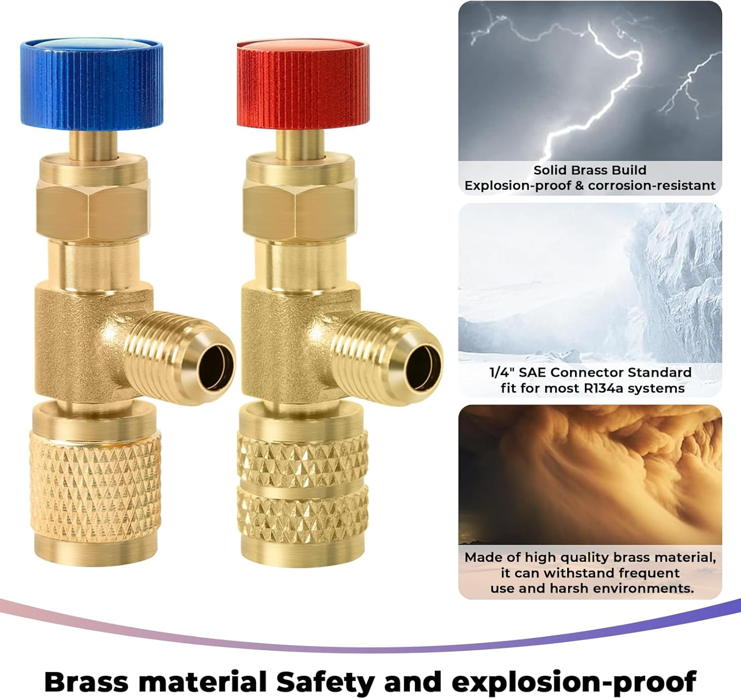 MAEZOE 2 Pcs Efficient R22 R410 Refrigerant Charging Valve Air Conditioning Liquid Safety Valve Copper Flow Control Valve image number 2