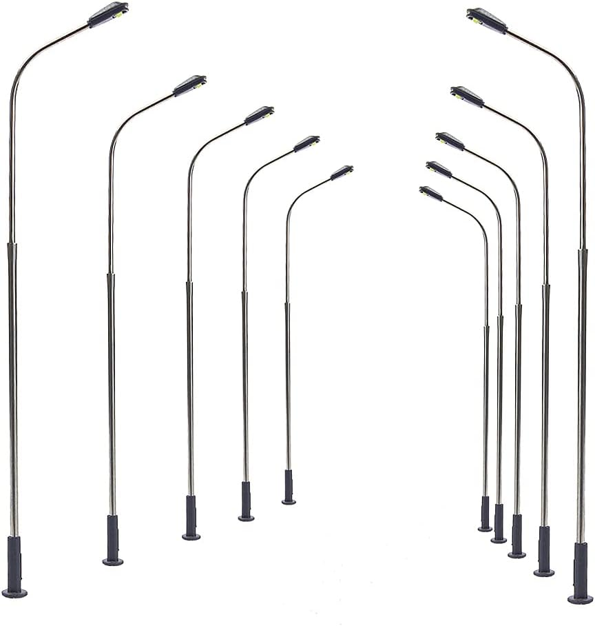 10Pcs Model Railway Train Lamp Post Street Bright White Lights HO OO Scale Leds New LQS08 (Bright White) image number 6