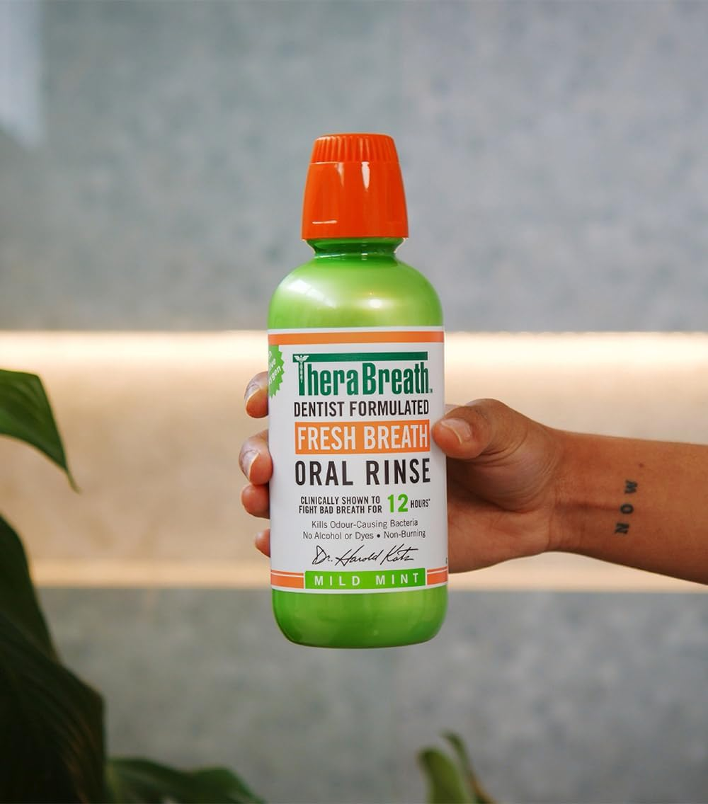 Therabreath Oral Rinse Mouthwash - Fights Bad Breath - Dentist Formulated - Alcohol-Free - Oral Hygiene Products - Dental Care - Mild Mint Flavour - 473Ml image number 3