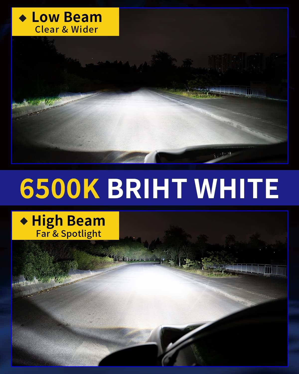 9005/HB3 H11 Led Headlight Bulbs Combo, 2023 Upgraded High Low Beam LED Bulb Conversion Kits, 120W 44000LM 600% Brighter 6500K Cool White LED Pack of 4 image number 4