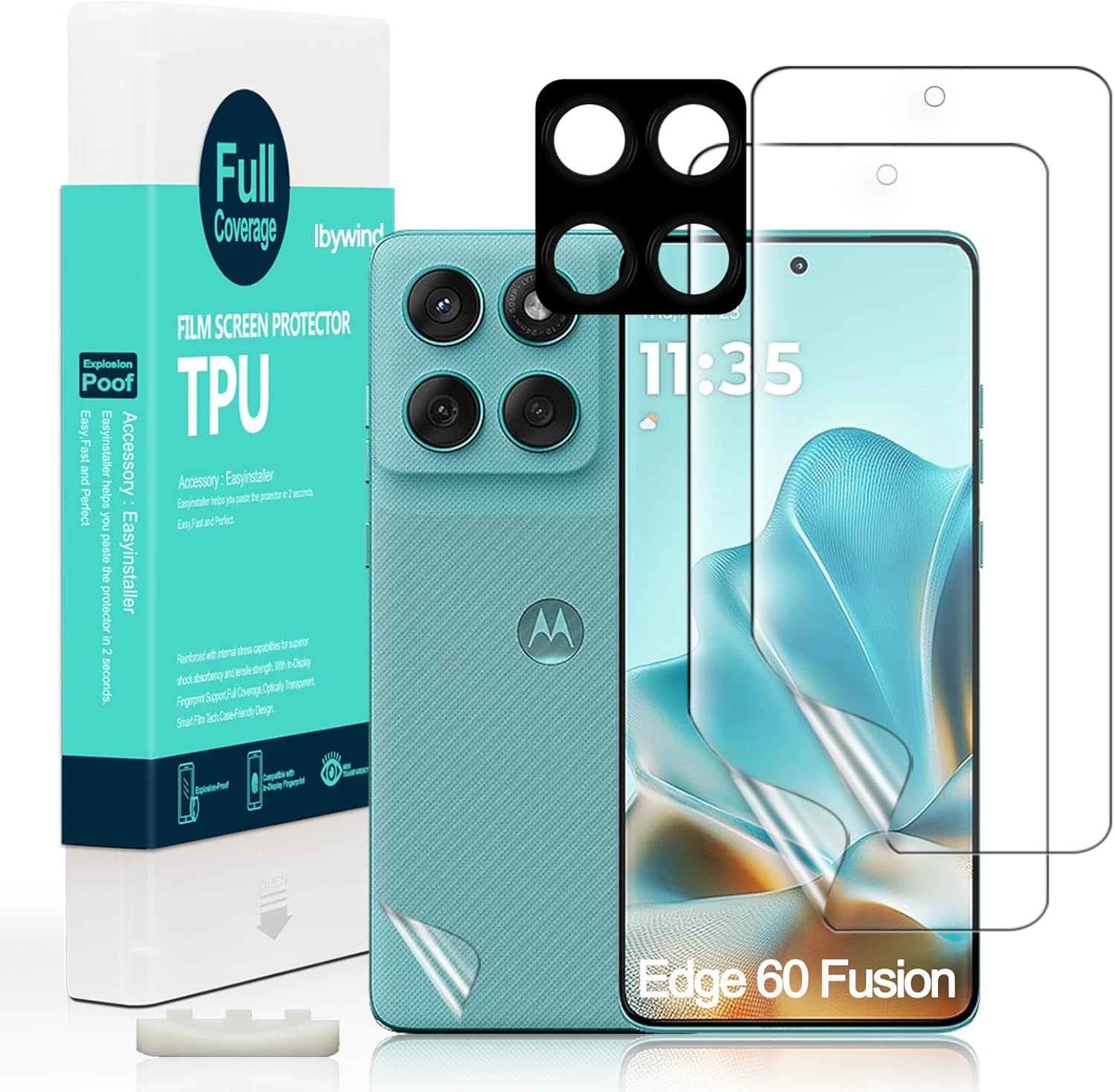 Ibywind for Motorola Edge 60 Fusion 5G 6.67", 2 Pcs Screen Protector, Flexible TPU Film,With 1 Piece of Camera Lens Protector,1 Piece of Back Film[Easy to Install,High Clear] image number 6