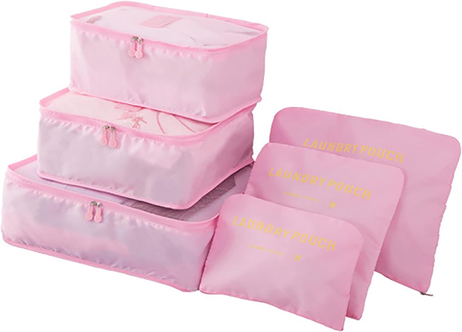 Travel Packing Organizers 6 Set Packing Cubes Luggage Packing Organizers for Travel Accessories Desktop Bedroom Living Room Storage,Pink