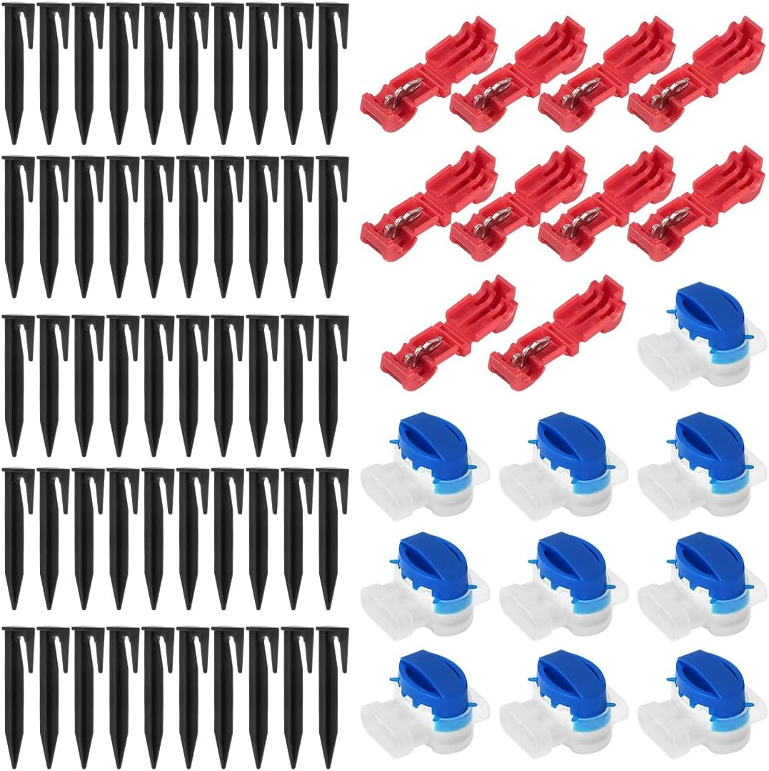 Yuragim Robotic Lawnmower Cable Connector, Lawn Mower Cable Accessory Set with 50 Pegs + 10 Connection Clamps + 10 Waterproof Cable Clamps, Robotic Lawnmower Accessories for Gardena Robotic Lawnmower image number 5