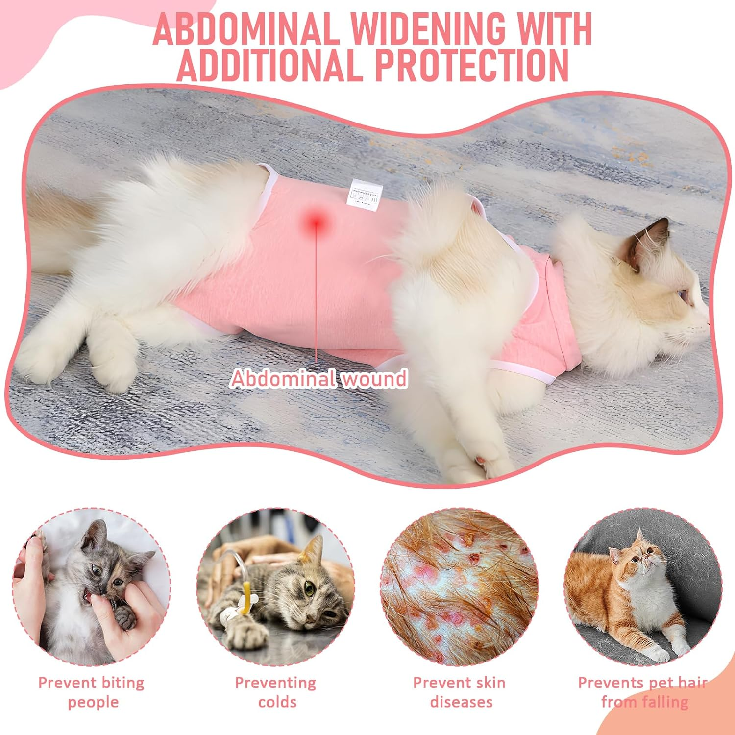 Cat Clothes Cat Surgery Recovery Suit, Cat Post Bodysuit for Medical Spay Abdominal Wounds Skin Diseases Protection, anti Leak Kitten Alternative Weaning Pyjamas Clothing image number 4