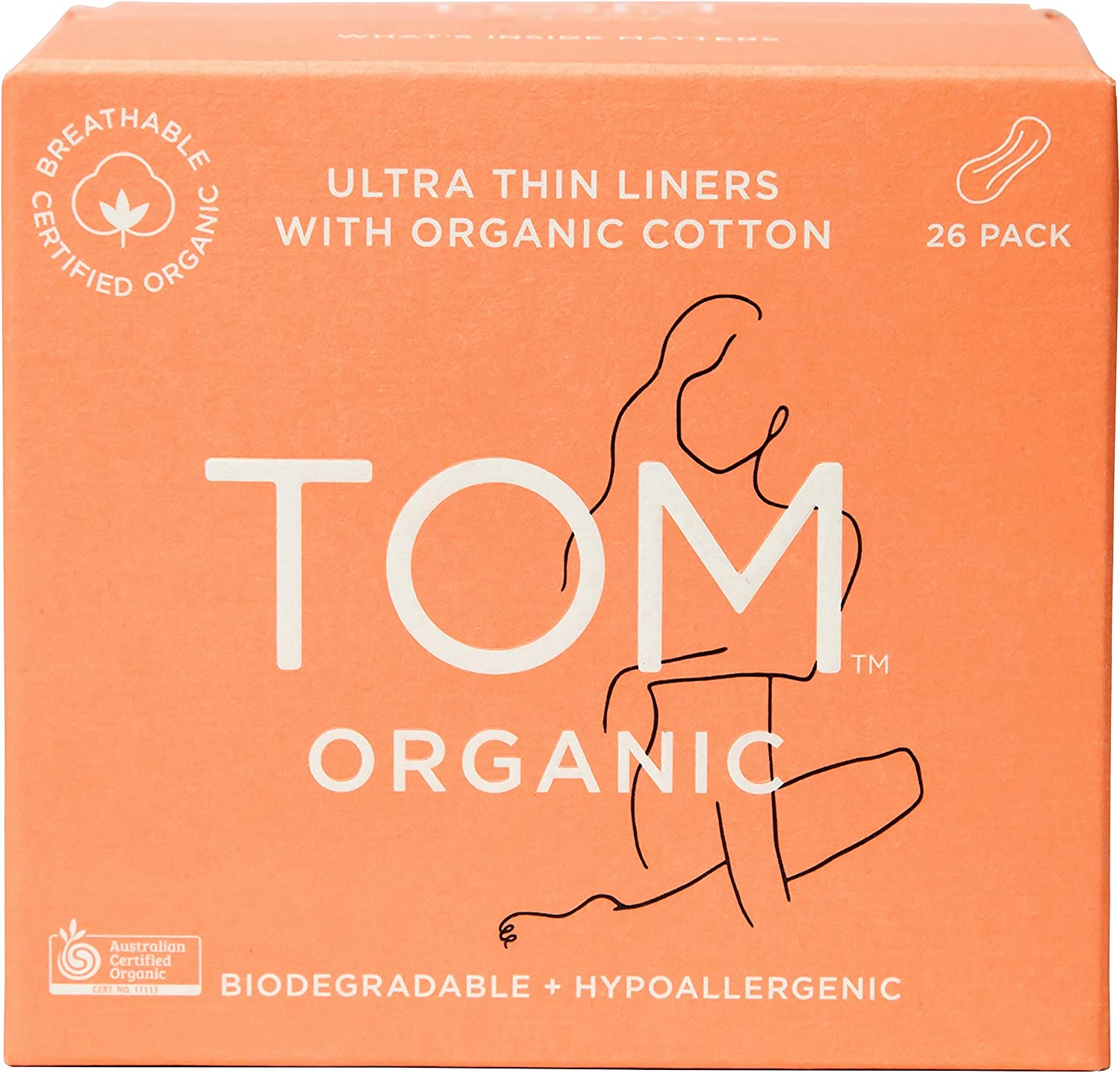 TOM Organic Ultra Thin Panty Liners, 26 Count image number 1
