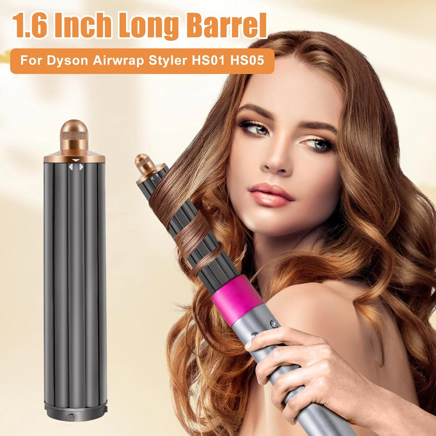 Long Curling Barrels Hair Tool for Dyson Airwrap Styler HS05 HS01, 2 In1 40MM Self-Curling Attachment image number 5