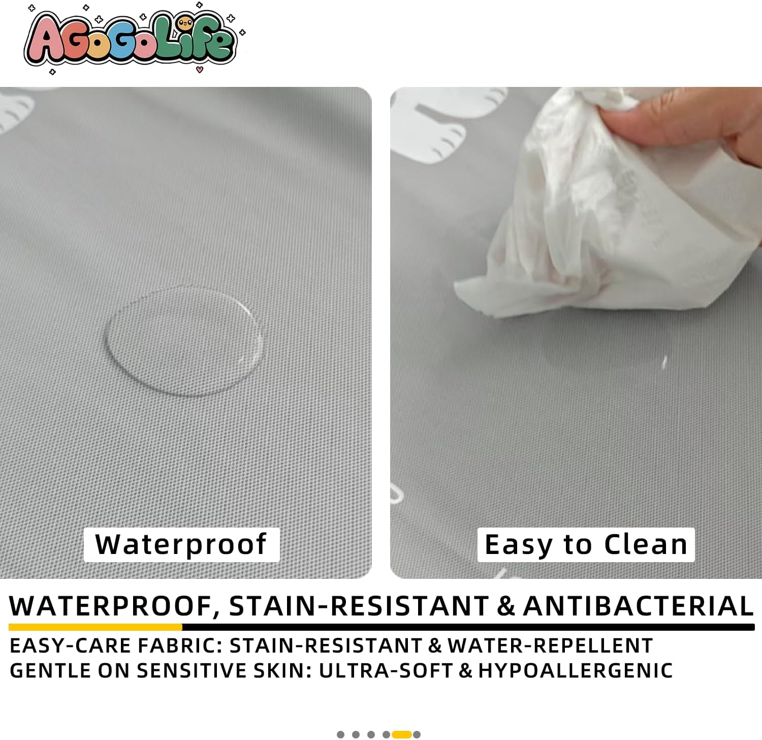 AGOGOLIFE Baby Changing Pad with Ruler, Waterproof PU Leather Wipe-Clean Mat with Safety Belt, Anti-Slip Base, Fits Standard Changing Tables image number 4