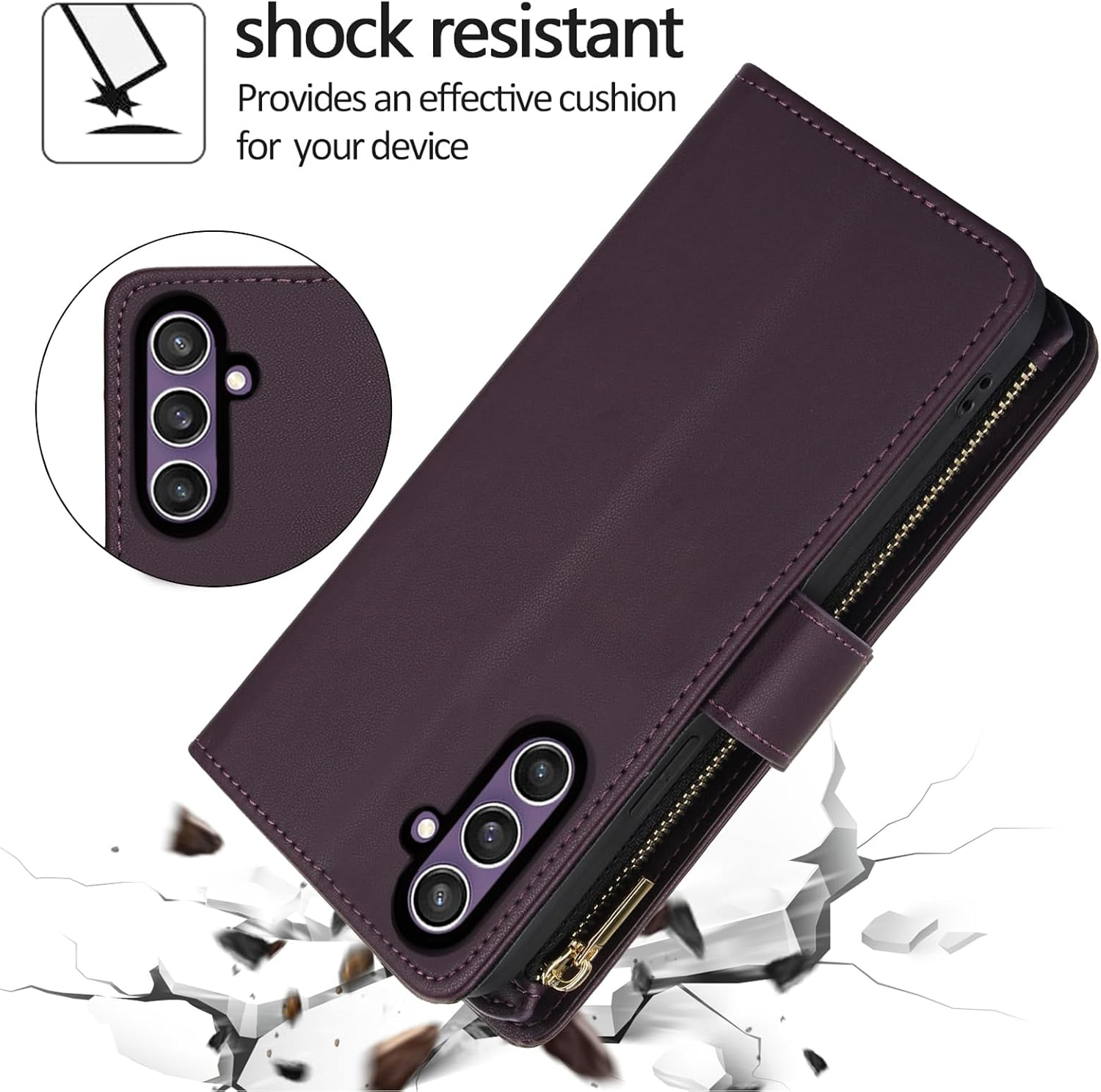 Asuwish Mobile Phone Case for Samsung Galaxy S23 FE 5G Case with Strap Film Protective Film Card Slot Foldable Leather Wallet Stand S 23 S23FE 23FE Mobile Phone Cases Protective Mobile Phone Case Dark