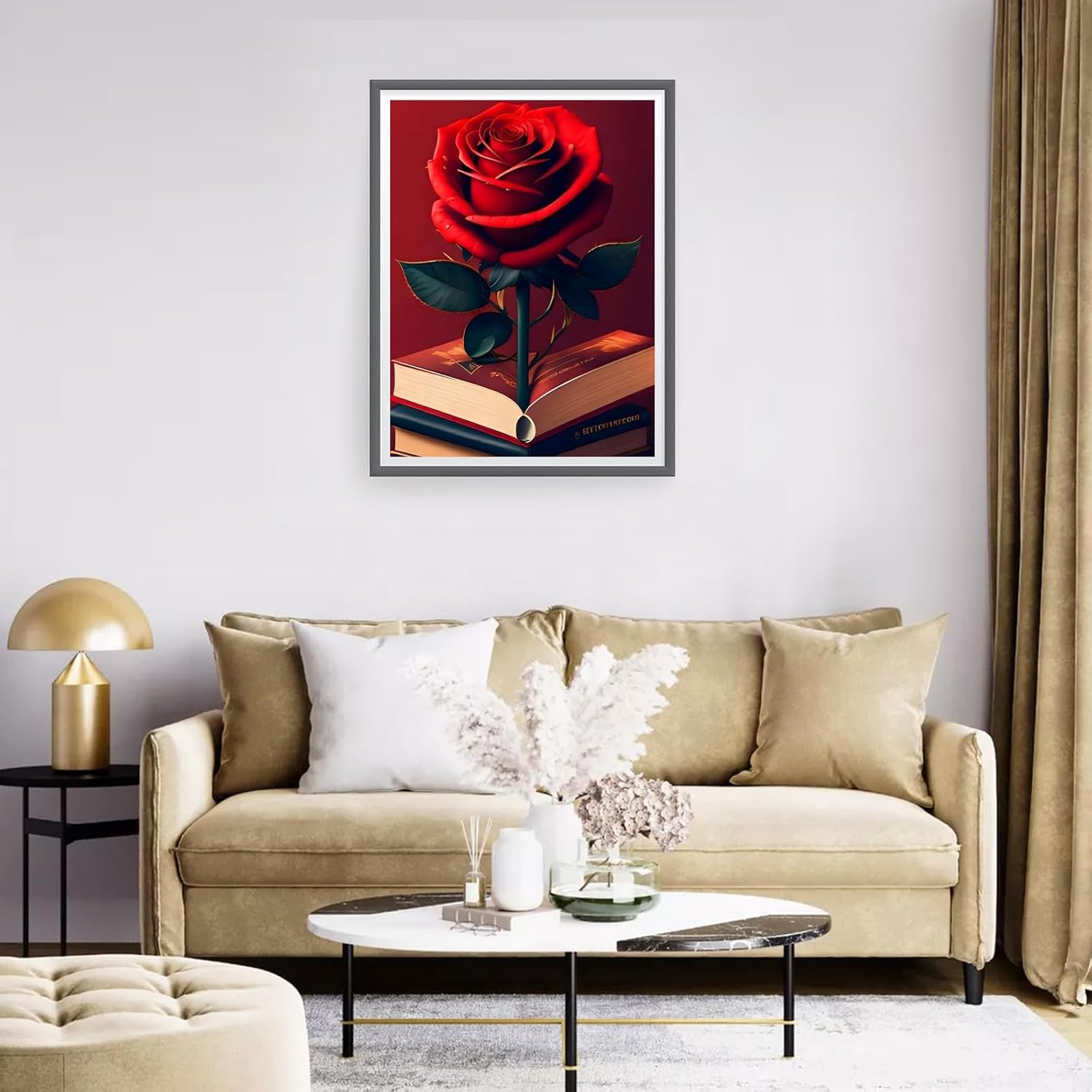 RICUVED Diamond Art Kits for Adults, Flower Diamond Art Kits Full round Drill Red Rose Diamond Art, Diamond Gem Dots Art and Crafts for Gift Home Wall Decor 12X16Inch - Clearance66 image number 7