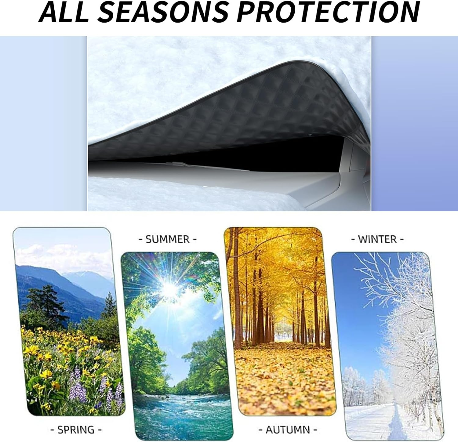 GUYOS Car Windscreen Cover Windshield Magnetic Snow Cover Windshield Front Cover anti Rain Snow Frost Sun Protection Cover Dust Protector with Magnet Reflective Strip Design