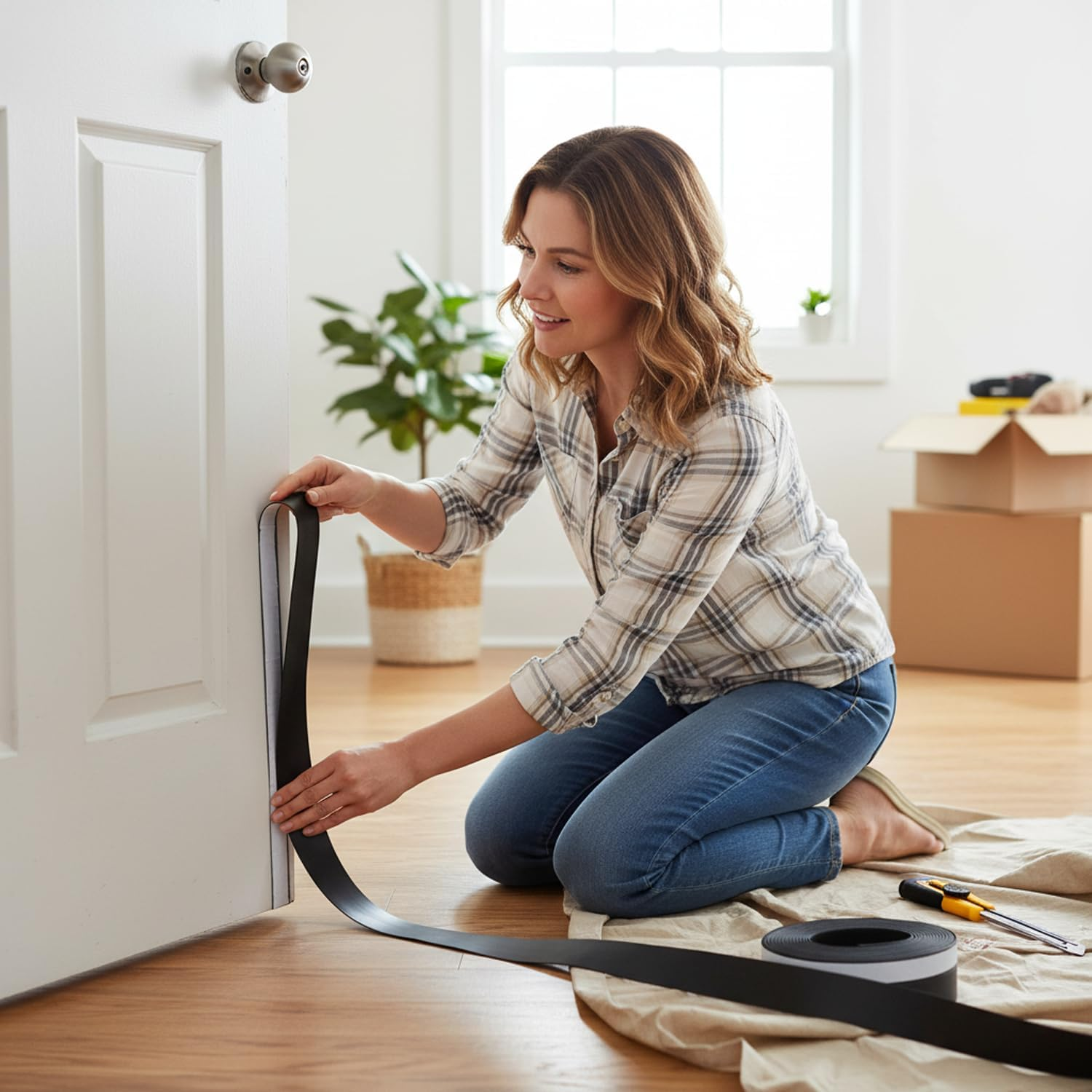 Door Seal and Weather Strip, 16.4Ft Strong Adhesive Black Silicone Rubber Draft Stopper for Sliding Door, Window, Home and Office Use - Ermaoo image number 1